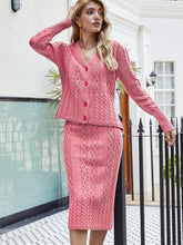 Load image into Gallery viewer, Casual Knit V-Neck Sweater &amp; Bodycon Skirt Set