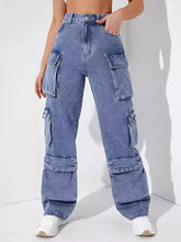 Load image into Gallery viewer, Multi-Pocket Denim Cargo Pants