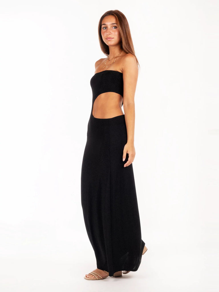 Shimmering Cut-Out Sleeveless Maxi Dress