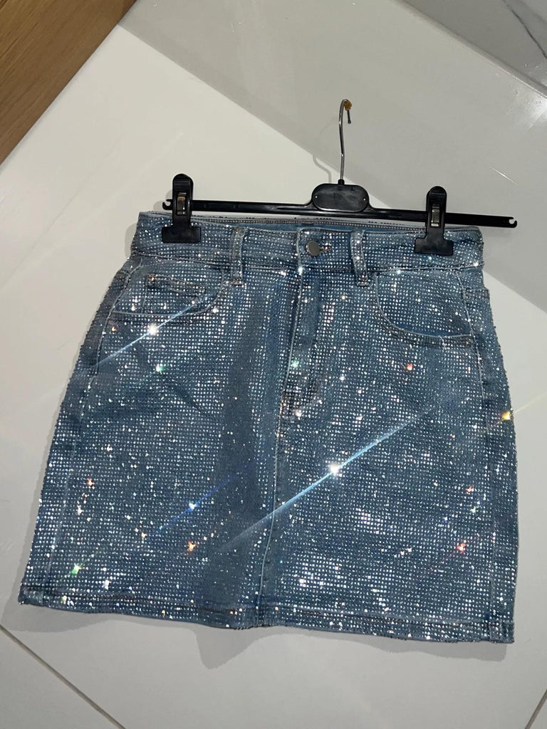 Stretchy Diamant¨¦ Denim Mini Skirt