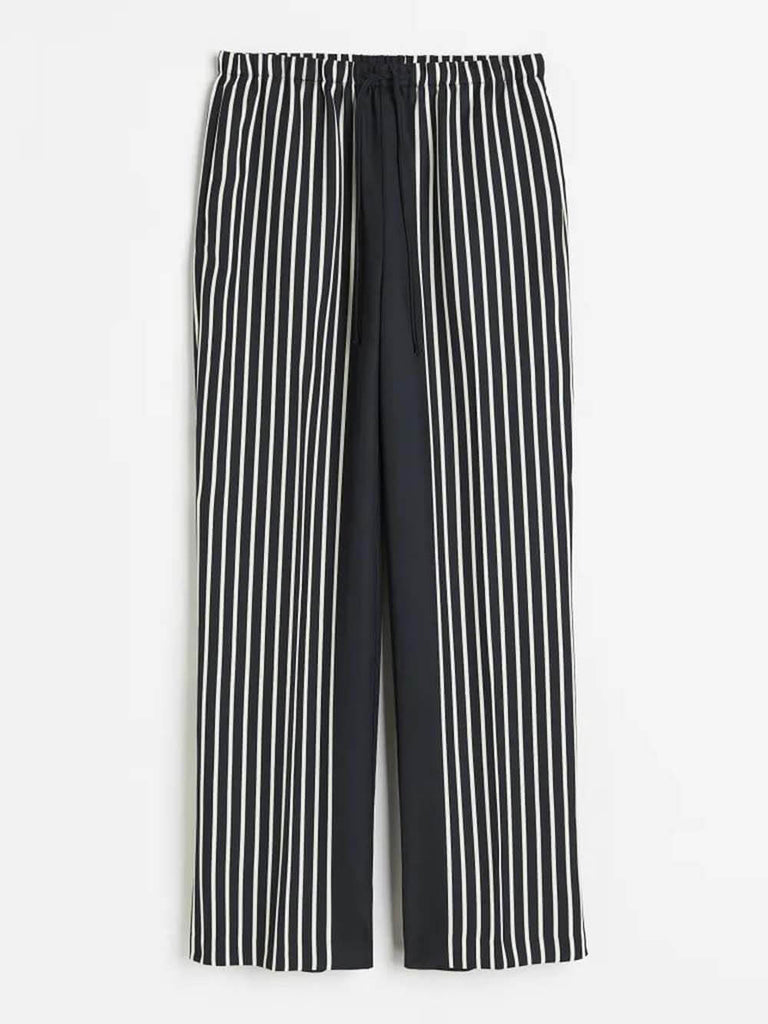 Colorblock Striped Elastic Waist Pocket Pants