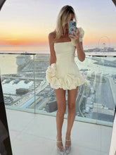 Load image into Gallery viewer, Flounced Bottom One Shoulder Bustier Dress