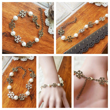 Load image into Gallery viewer, Christmas Handmade Forest Pearl Snowflake Bracelet