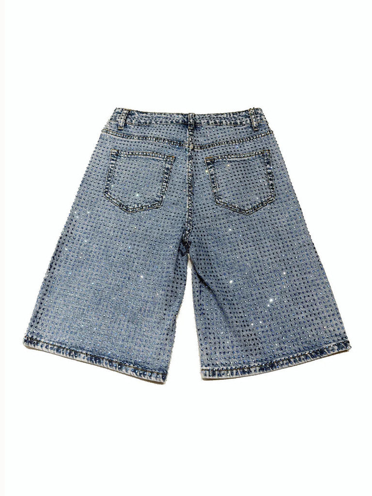 Light Blue Denim Sparkling Shorts
