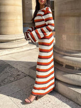 Carica l&#39;immagine nel visualizzatore di Gallery, Zigzag Pattern Crochet Open Back Maxi Dress