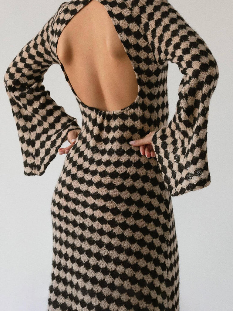 Robe tricotée à imprimé géométrique