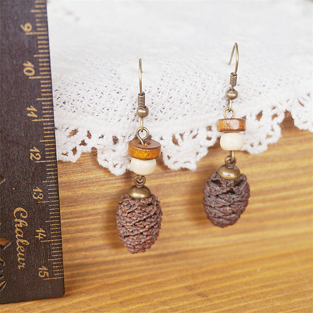 Handmade Jewelry Retro Solid Wood Dried Fruit Earrings