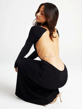 Load image into Gallery viewer, Pearl Chain Backless Fitted Maxi Dress