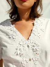 Load image into Gallery viewer, Embroidered Lace V-Neck Blouse