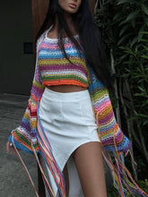 Load image into Gallery viewer, Rainbow Tassel Loose Sweater