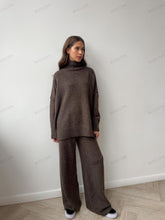 Načíst obrázek do prohlížeče Galerie, Turtleneck Split Sweater Loose Knit Pants Set