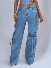 Load image into Gallery viewer, Low-Waist Pocket Jeans