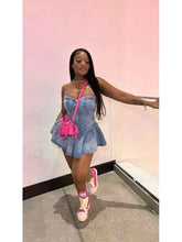 Load image into Gallery viewer, Strapless Ruffle Denim Dress