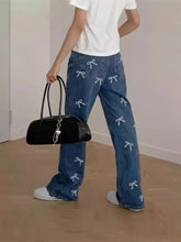 Load image into Gallery viewer, Bow Print Denim Pants