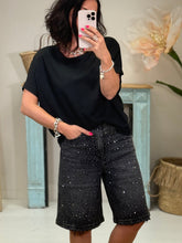 Load image into Gallery viewer, Bermuda Rhinestone Short Jeans