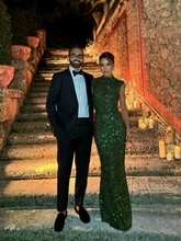 Load image into Gallery viewer, Elastic Sequin Backless Maxi Dress