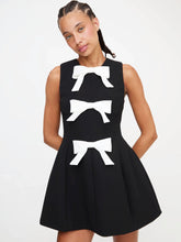 Load image into Gallery viewer, Silk Bow Charm Mini Dress