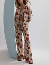 Load image into Gallery viewer, Exquisite Floral Print Lace-Up Wide-Leg Pants