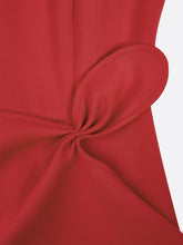 Load image into Gallery viewer, Red Sleeveless Midi Elegant A-line Dress with Waist Twist for Day-to-Night