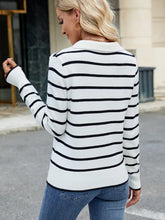 Load image into Gallery viewer, Striped Knit Collared Pullover Sweater