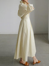 Load image into Gallery viewer, Elegant Pocket Button Lapel Collar Fold Solid Midi Dress