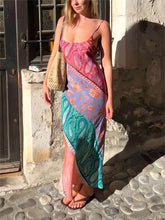 Load image into Gallery viewer, Sexy U-Neck Backless Bosnian Print Suspender Maxi Dress