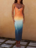 Exquisite Ombre Ocean Sequin Midi Dress