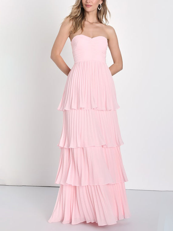 Delicate Ruched Off-The-Shoulder Tiered Maxi Dress