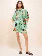 Lataa kuva Galleria-katseluun, Unique Ethnic Print Loose Shirt And Shorts Two-Piece Set