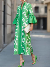 Load image into Gallery viewer, Bell Sleeve Loose Floral Print Side Slit Maxi Dress