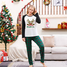 Load image into Gallery viewer, Merry Christmas Green Plaid and Black Pajamas Set