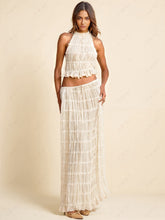 Laden Sie das Bild in den Galerie-Viewer, Charm Pleated Drawstring Waist Tiered Maxi Skirt