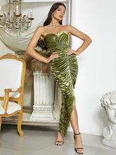 Load image into Gallery viewer, Strapless Ruched High-Slit Party Dress