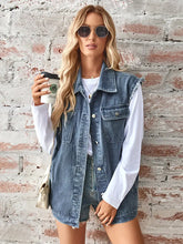 Load image into Gallery viewer, Washed Denim Sleeveless Cardigan