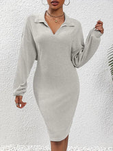 Load image into Gallery viewer, Knit Long-Sleeve V-Neck Bodycon Dress