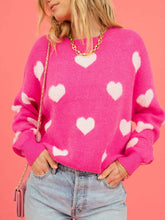 Load image into Gallery viewer, Heart Pattern Valentine&#39;s Day Round Neck Pullover