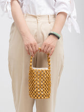 Load image into Gallery viewer, Hollowed-Out Wooden Bead Woven Bucket Bag