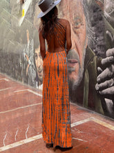 Load image into Gallery viewer, Tie-dye Print Back Lace-up Stretch Maxi Dress