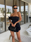 Flounced Bottom One Shoulder Bustier Dress