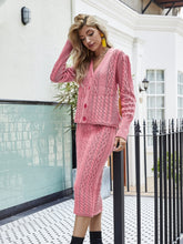 Load image into Gallery viewer, Casual Knit V-Neck Sweater &amp; Bodycon Skirt Set