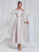 Load image into Gallery viewer, Off-Shoulder Jacquard Gown