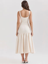 Load image into Gallery viewer, Vintage Low-Waist Midi Dress - Cream Beige