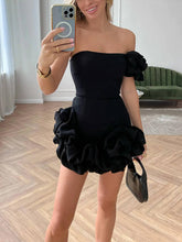 Load image into Gallery viewer, Flounced Bottom One Shoulder Bustier Dress