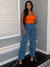 Load image into Gallery viewer, Trendy Multi-Pocket Workwear Denim