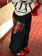 Load image into Gallery viewer, Retro Plaid Patchwork Denim