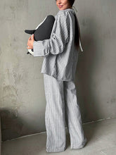 画像をギャラリービューアに読み込む, Women&#39;s striped printed loungewear pajamas set