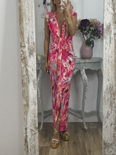 Load image into Gallery viewer, Tie-Dye Deep V Ruched Knotted Maxi Dress