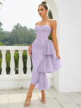 Load image into Gallery viewer, Strapless Lace Split Bandage Dress