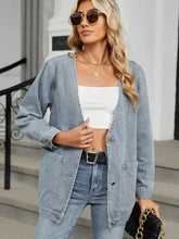 Načíst obrázek do prohlížeče Galerie, V-Neck Long-Sleeve Denim Jacket