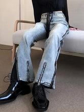 Load image into Gallery viewer, Streetwear Flare Zipper Jeans